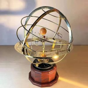 Mechanical Grand Orrery Solar System Model | Retro Metal Astronomical Sculpture for Executive Desk & Study Decor