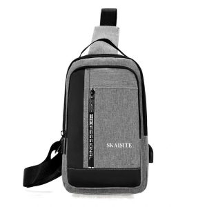 Mens Multi Functional Chest Bag with USB Charging Port Ideal for Commuting Business and Sports