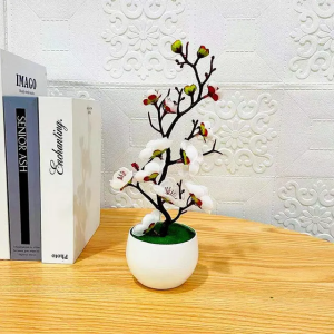 Mini Artificial Bonsai Tree Decor Realistic Faux Plant for Home Office Tabletop