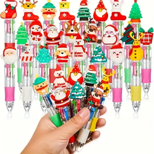 Mini Christmas Pens Set Cute Novelty Holiday Party Favors Multicolor Writing Kit