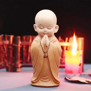 Mini Monk Statue Resin Figurine for Zen Desk Decor and Meditation Room Styling
