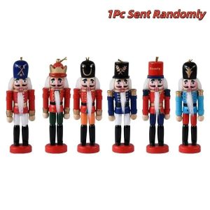Mini Wooden Nutcracker Ornament Set, 12cm Mini Nutcracker Figurines for Christmas Desktop Decor