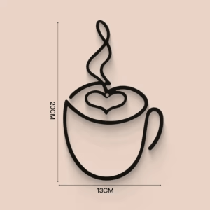 Minimalist Black Metal Coffee Cup Wall Art - Modern Kitchen & Cafe Decor
