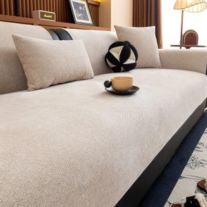 Minimalist Chenille Sofa Cover Anti Slip Couch Protector All Season Slipcover
