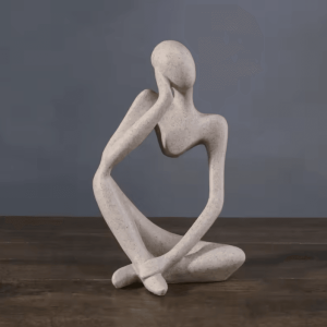 Minimalist Human Contemplation Sculpture - Modern Abstract Resin Art Decor