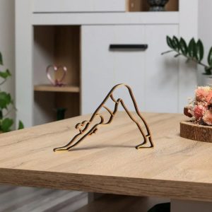 Minimalist Yoga Silhouette Sculpture | Downward Dog Metal Art for Home Studio & Wellness Decor
