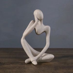 Modern Abstract Thinking Man Sculpture - Minimalist Home Decor Accent