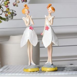 Modern Angel Fairy Figurine Set | 2-Piece Resin Craft Sculptures for Nordic Home & Wedding Decor