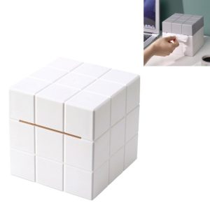 Modern Cube Tissue Box Holder with Desktop Organizer Storage for Home & Office