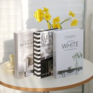 Modern Decorative Fake Books Set - 3pcs White Simulation Books for Home & Living Room Decor