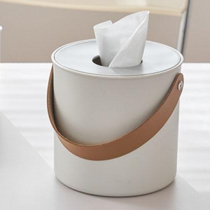Modern PU Leather Tissue Box Cover with Storage Drawer for Coffee Table & Dining Use