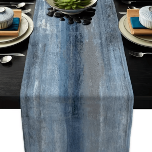 Modern Tie-Dye Linen Table Runner - Rustic Farmhouse Dining & Coffee Table Decor