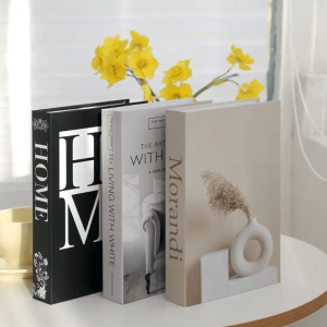 Modern White Faux Book Decor Set - Minimalist Simulation Books for Stylish Interiors