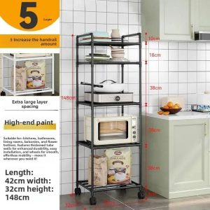Multi Layer Kitchen Storage Rack Freestanding and Wall Mounted Organizer Shelf