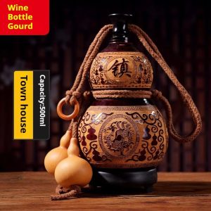 Natural Dried Gourd Wine Bottle 16.91 fl oz Rustic Portable Drink Flask