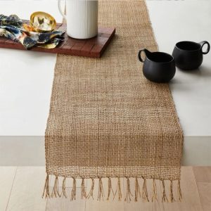 Natural Jute Burlap Table Runner | Rustic Christmas & Wedding Decor with Tassels