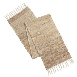 Natural Jute Table Runner with Tassels Rustic Farmhouse Table Decor