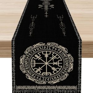Norse Viking Raven Table Runner Tree of Life Mythology Table Decor