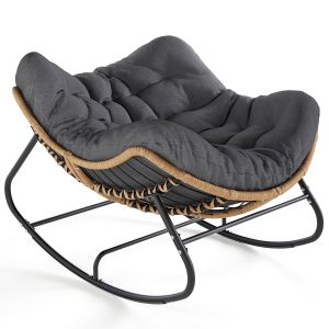 Oversized Papasan Rocking Chair Cozy Wicker Egg Chair for Indoor Outdoor Lounge Comfort