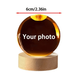 Personalized 3D Crystal Ball Night Light - Custom Photo LED Keepsake Gift