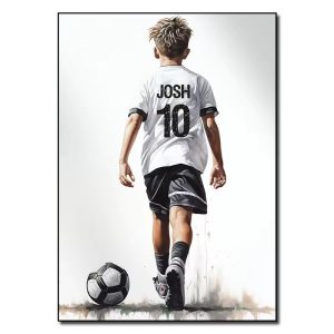 Personalized Football Player Poster Custom Name Soccer Wall Art Gift for Boys and Sports Fans