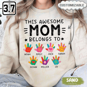 Personalized Mom Sweatshirt with Kids Names Custom Mama Crewneck Mothers Day Gift