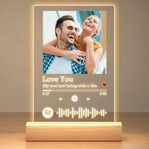 Personalized Music Plaque LED Acrylic Photo Frame Custom Song Gift for Couples
