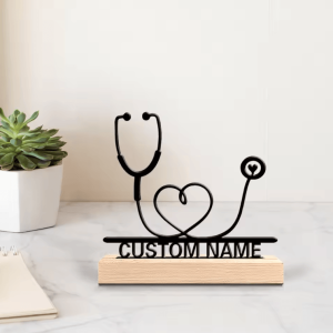 Personalized Stethoscope Metal Art Sculpture - Unique stethoscope decor statue for Doctors & Medical Gifts