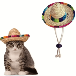 Pet Summer Sun Hat - Adjustable Breathable Cat & Dog Fashion Hat