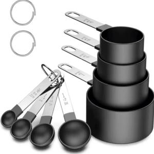 PrecisePro 8-Piece Stainless Steel Measuring Cups & Spoons with Silicone Grip