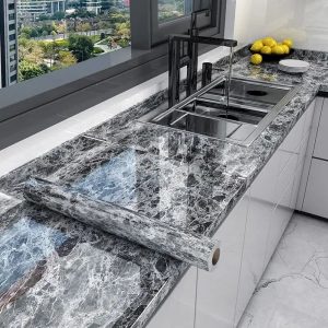 Premium Marble Self-Adhesive Wallpaper - Waterproof & Oil-Proof Kitchen Contact Paper with Thermostability