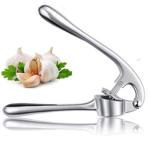 Premium Stainless Garlic Press Rocker Crusher & Easy Clean Garlic Mincer Tool