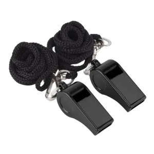 Pro Black Referee Whistle with Lanyard Loud Sports Safety Whistle for Coaches and Outdoor Use