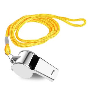Professional Stainless Steel Sport Referee Whistle, Loud Metal Portable Whistle with Rope