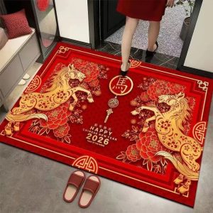 Prosperity Red Horse Festival Carpet - Chinese New Year Floor Decor