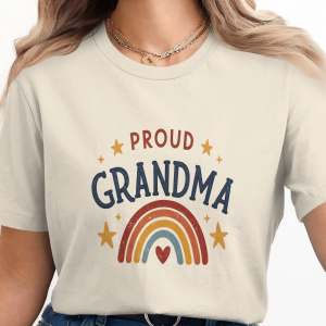Proud Grandma Shirt Rainbow Heart Stars Grandma Gift Tee