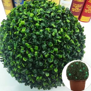 Realistic Green Artificial Plant Ball - Eco-Friendly Boxwood Topiary for Indoor & Outdoor Home Decor