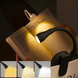 Rechargeable Book Light for Reading, 3 Color Adjustable LED, Eye Protection Clip On Lamp, 360 Flip Design for Bedroom