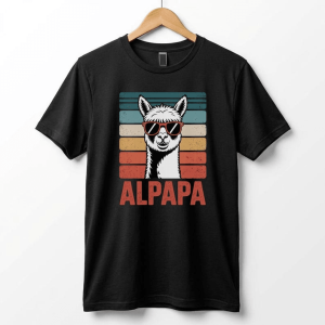 Retro Alpaca Dad Shirt Funny Fathers Day Gift Alpaca Dad Tee