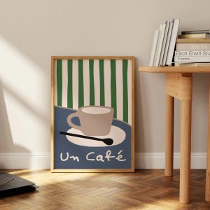 Retro Coffee Club Canvas Wall Art Beige Cafe Poster for Kitchen and Home Decor