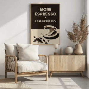 Retro Coffee Club Canvas Wall Art - Beige Minimalist Coffee & Drink Poster Decor