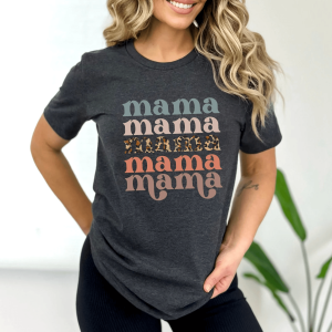 Retro Mama Shirt Leopard Print Mom Life Tee Trendy Mothers Day Gift