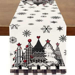 Retro Plaid Christmas Table Runner Festive Holiday Dining Decor