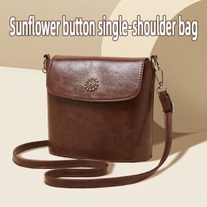 Retro Sunflower Button Bucket Bag and Versatile Commuting Bag
