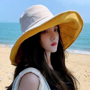 Reversible Wide Brim Bucket Hat UV Protection Foldable Summer Sun Hat