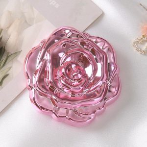 Rose Flower Portable Mini Mirror, Double Sided Small Pocket Makeup Mirror, Compact Hand Mirror for Travel and Beauty