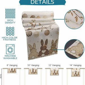 Rustic Easter Bunny Linen Table Runner - Spring Botanical Egg Table Decor