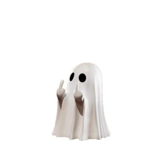 Sassy Halloween Ghost Figurine - Funny Middle Finger Cute Spooky Tabletop Decor