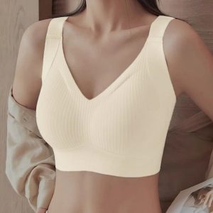 Seamless V-Neck Non-Wire Padded Bra
