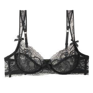 Sexy Ultra-thin Lace Bras, Women's Push Up Bra, Hollow Out Transparent Underwear, Elegant French Bow Underwire
